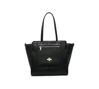 JFY Oversize Bee Badge Zipped Pockets Top Zipped Tote Bag (Black)