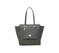 JFY Oversize Bee Badge Zipped Pockets Top Zipped Tote Bag (Dark Grey)