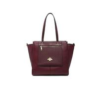 JFY Oversize Bee Badge Zipped Pockets Top Zipped Tote Bag (Wine)