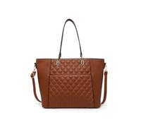 JFY Oversize Top Zipped Quilted Diamond Pattern Tote Bag (Brown)