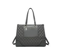 JFY Oversize Top Zipped Quilted Diamond Pattern Tote Bag (Dark Grey)