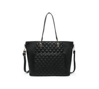 Jfy Oversize Top Zipped Quilted Diamond Pattern Tote Bag In Black Black