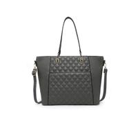Jfy Oversize Top Zipped Quilted Diamond Pattern Tote Bag In Dark Grey Dark Grey