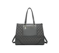 Jfy Oversize Top Zipped Quilted Diamond Pattern Tote Bag In Dark Grey Dark Grey