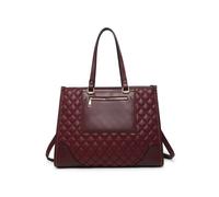 Jfy Oversize Top Zipped Quilted Diamond Pattern Tote Bag In Wine Wine