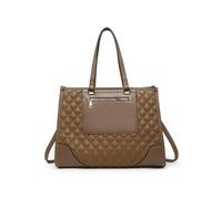 JFY Oversize Top Zipped Quilted Diamond Pattern Tote Bag (Khaki)