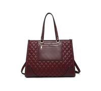JFY Oversize Top Zipped Quilted Diamond Pattern Tote Bag (Wine)