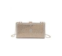 Jfy Patterned Single Side Diamante Clutch Bag In Gold Gold