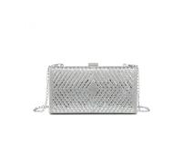 Jfy Patterned Single Side Diamante Clutch Bag In Silver Silver