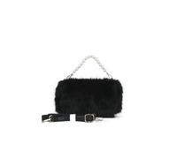 JFY Pearl Grab Handle Faux Fur Clutch Bag