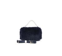 JFY Pearl Grab Handle Faux Fur Clutch Bag (Navy)