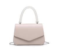 JFY Pearl Top Handle Flap Pu Clutch Bag (Beige)