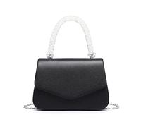 JFY Pearl Top Handle Flap Pu Clutch Bag (Black)