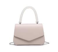 Jfy Pearl Top Handle Flap Pu Clutch Bag In Beige Beige One Size