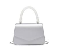 Jfy Pearl Top Handle Flap Pu Clutch Bag In Silver Silver One Size