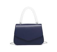 JFY Pearl Top Handle Flap Pu Clutch Bag (Navy)