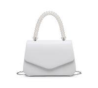 JFY Pearl Top Handle Flap Pu Clutch Bag (White)