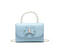 JFY Pearl Top Handle Tie Pu Clutch Bag (Blue)