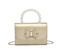 Jfy Pearl Top Handle Tie Pu Clutch Bag In Gold Gold One Size