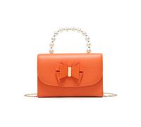 Jfy Pearl Top Handle Tie Pu Clutch Bag In Orange Orange One Size