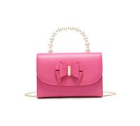 Jfy Pearl Top Handle Tie Pu Clutch Bag In Rose Rose
