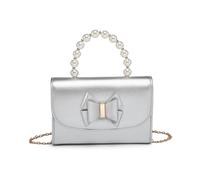 Jfy Pearl Top Handle Tie Pu Clutch Bag In Silver Silver One Size