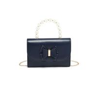 JFY Pearl Top Handle Tie Pu Clutch Bag (Navy)