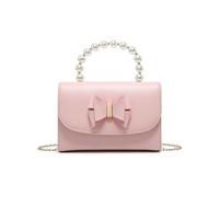 JFY Pearl Top Handle Tie Pu Clutch Bag (Pink)