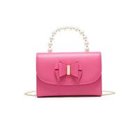 JFY Pearl Top Handle Tie Pu Clutch Bag (Rose)