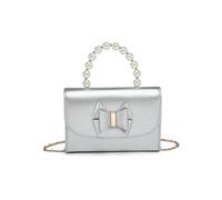 JFY Pearl Top Handle Tie Pu Clutch Bag (Silver)