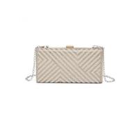 Jfy Pearls On The Front Single Side Diamante Clutch Bag In Gold Gold