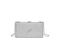 Jfy Pearls On The Front Single Side Diamante Clutch Bag In Silver Silver