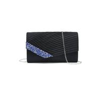 Jfy Pleated Diamante Glitter Clutch Bag In Dark Blue Dark Blue