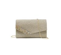 Jfy Pleated Diamante Glitter Clutch Bag In Gold Gold