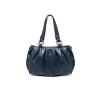 JFY Pleated Top Handle Zip Closure Hobo Shoulder Bag (Dark Blue)