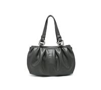 JFY Pleated Top Handle Zip Closure Hobo Shoulder Bag (Dark Grey)