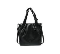 JFY Pleated Top Handle Zip Closure Tote Bag (Black)