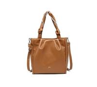 JFY Pleated Top Handle Zip Closure Tote Bag (Brown)