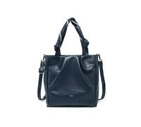 JFY Pleated Top Handle Zip Closure Tote Bag (Dark Blue)
