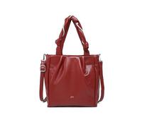 JFY Pleated Top Handle Zip Closure Tote Bag (Maroon)