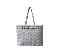 JFY Quilted Check Pattern And Heart Details Tote Bag (Grey)