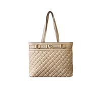 JFY Quilted Check Pattern And Heart Details Tote Bag (Khaki)