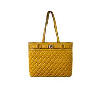 JFY Quilted Check Pattern And Heart Details Tote Bag (Yellow)