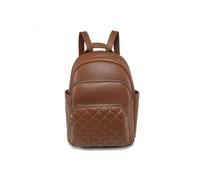 Jfy Quilted Check Pattern Backpack In Brown Brown
