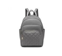 Jfy Quilted Check Pattern Backpack In Dark Grey Dark Grey