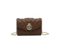 Jfy Quilted Check Pattern Crown Badge Cross Body Bag In Brown Brown