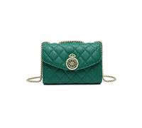 Jfy Quilted Check Pattern Crown Badge Cross Body Bag In Green Green