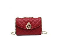 Jfy Quilted Check Pattern Crown Badge Cross Body Bag In Red Red One Size
