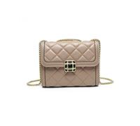 Jfy Quilted Check Pattern Suqare Beaded Badge 3 Compartments Cross Body Bag In Khaki Khaki