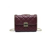 Jfy Quilted Check Pattern Suqare Beaded Badge 3 Compartments Cross Body Bag In Wine Wine